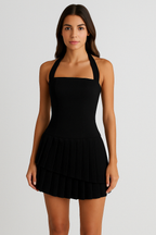 Halter Neck Flared Mini Dress