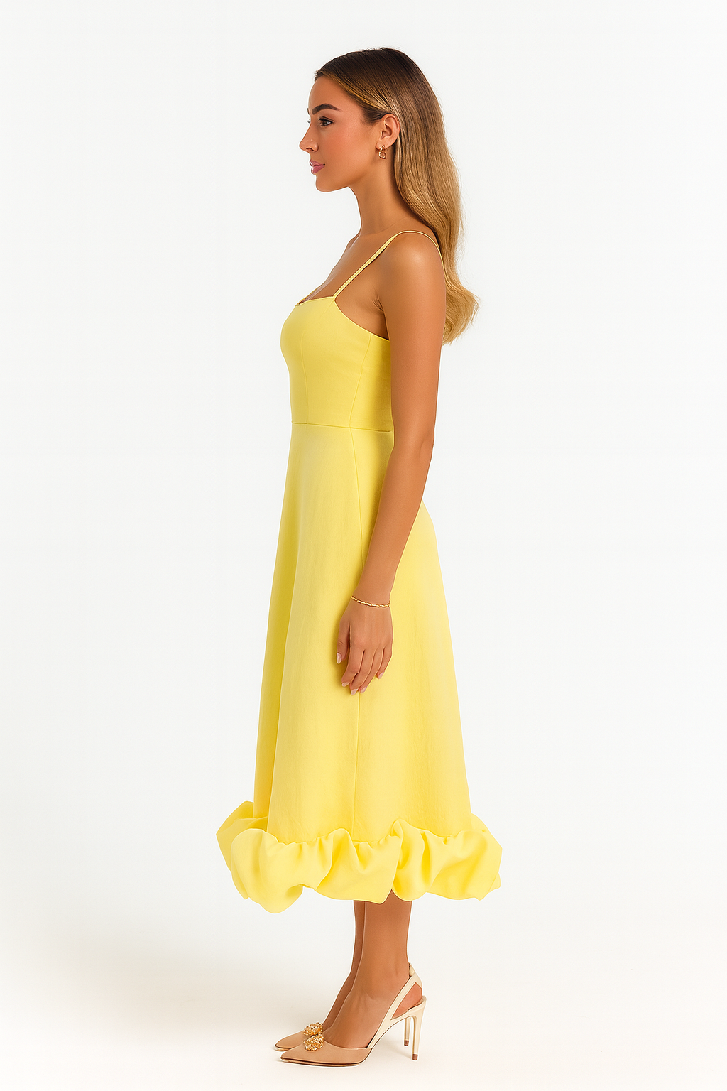 Flounce Hem Tank Midi Dress For Women