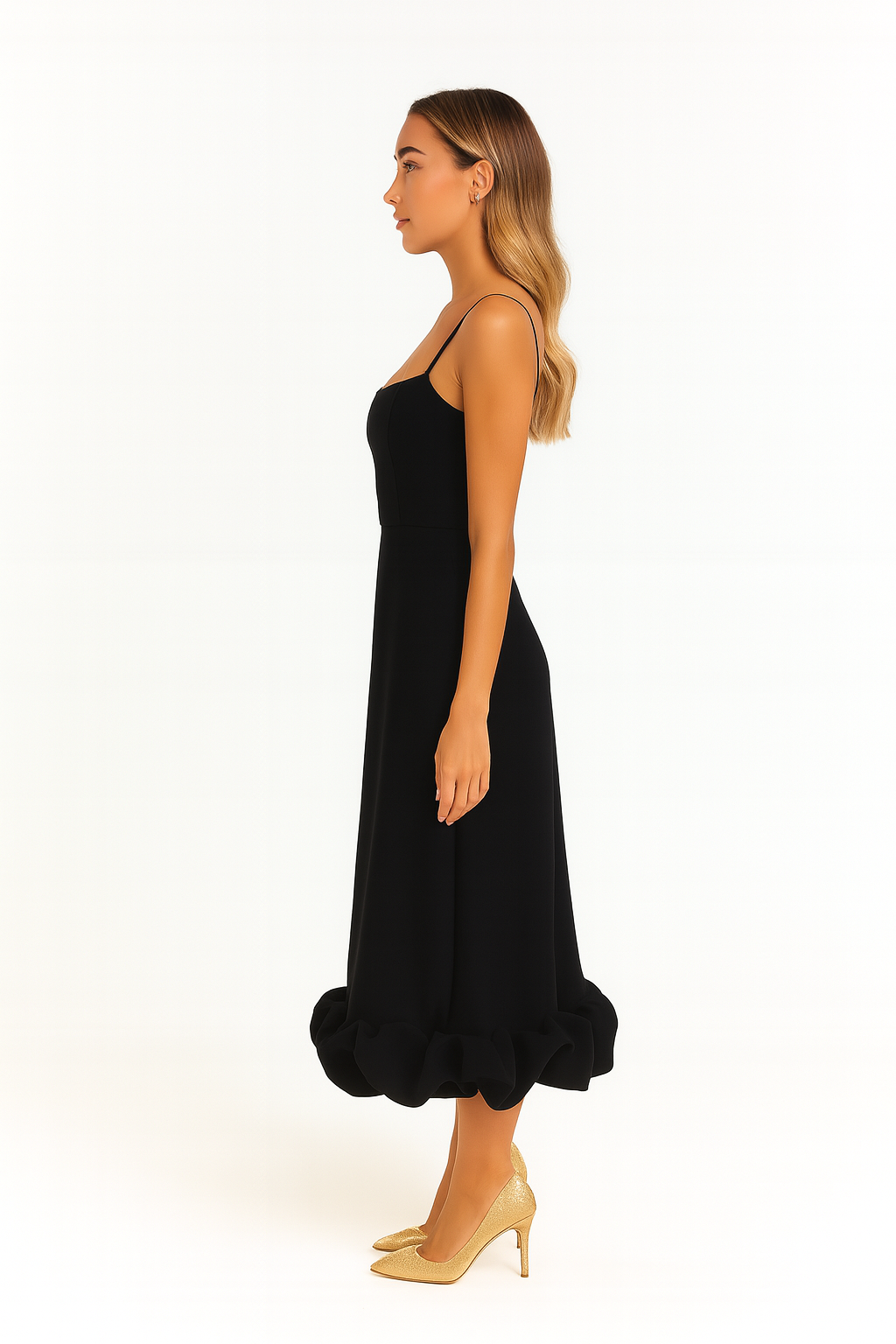 Flounce Hem Tank Midi Dress For Women