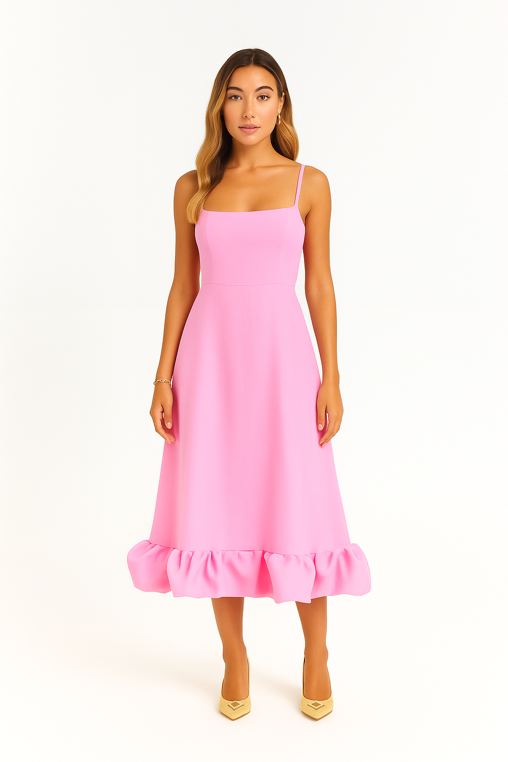 Flounce Hem Tank Midi Dress For Women