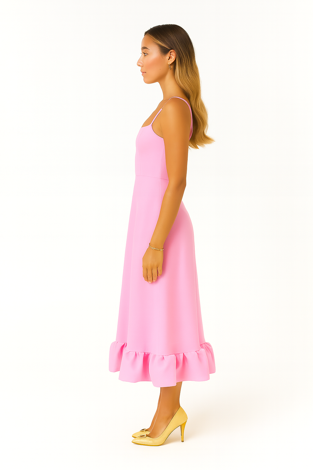 Flounce Hem Tank Midi Dress For Women