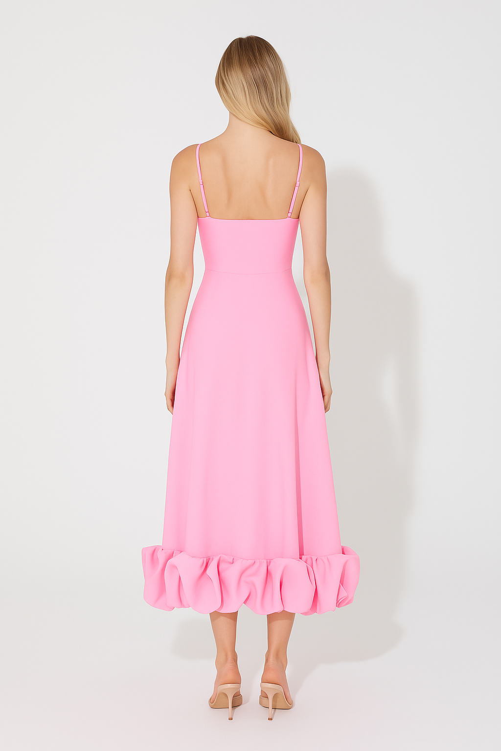 Flounce Hem Tank Midi Dress For Women