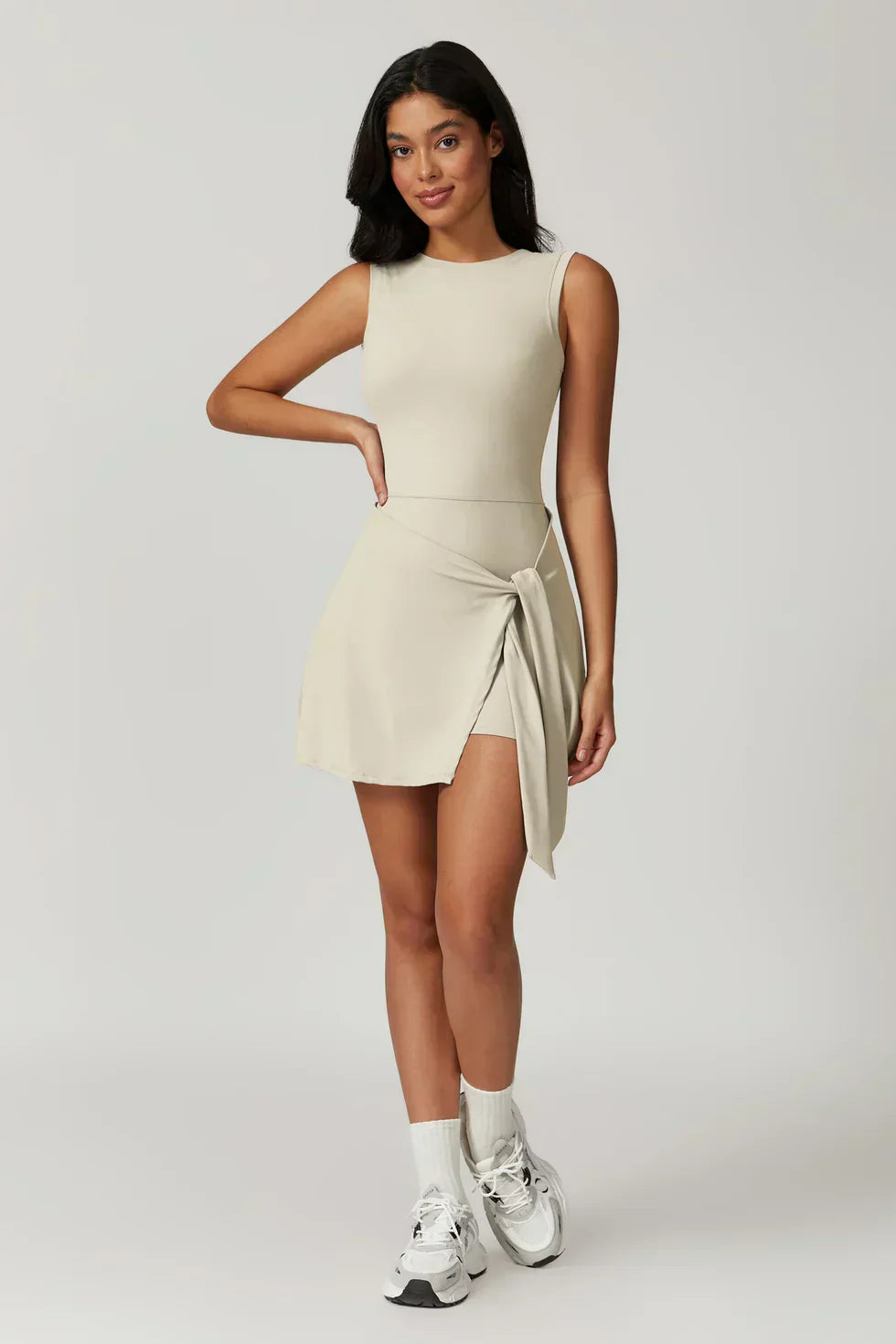 Sleeveless Skort Mini Dress With Side Tie