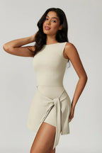 Sleeveless Skort Mini Dress With Side Tie