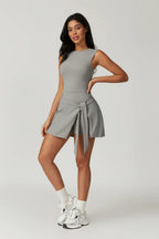 Sleeveless Skort Mini Dress With Side Tie