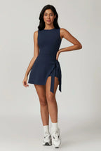 Sleeveless Skort Mini Dress With Side Tie