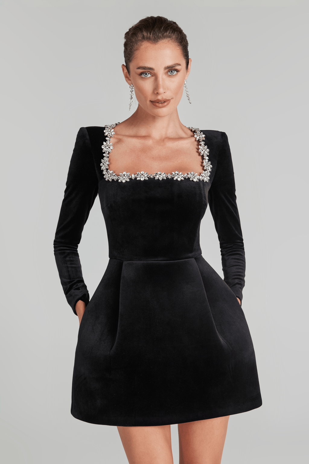 Fit And Flare Lace Trim Mini Dress