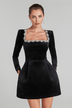 Fit And Flare Lace Trim Mini Dress