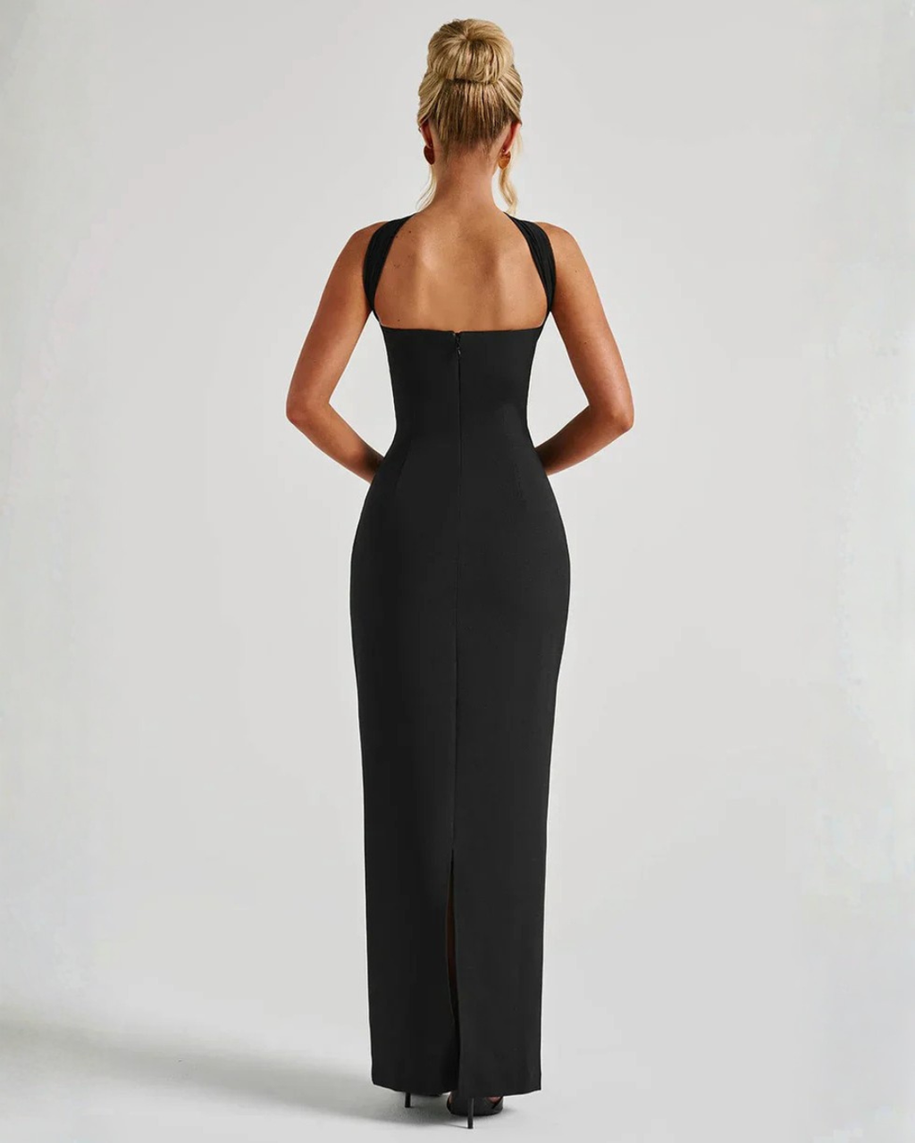 Women's Strapless Bodycon Maxi Dress with Matching Sheer Scarf Detail