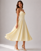 Sweetheart Bodice Swing Midi Dress For Women