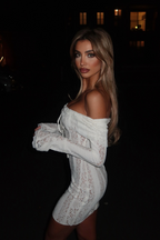 Off Shoulder Lace Fitted Mini Dress Design