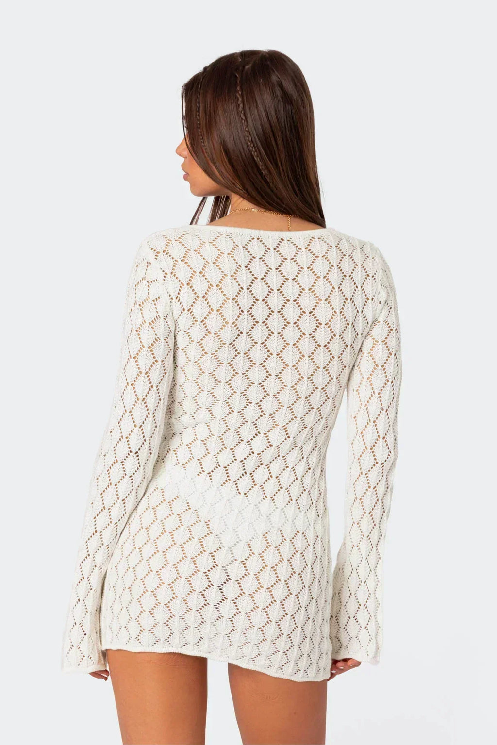 Long Sleeve V Neck Cover Up Dress