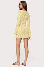 Long Sleeve V Neck Cover Up Dress