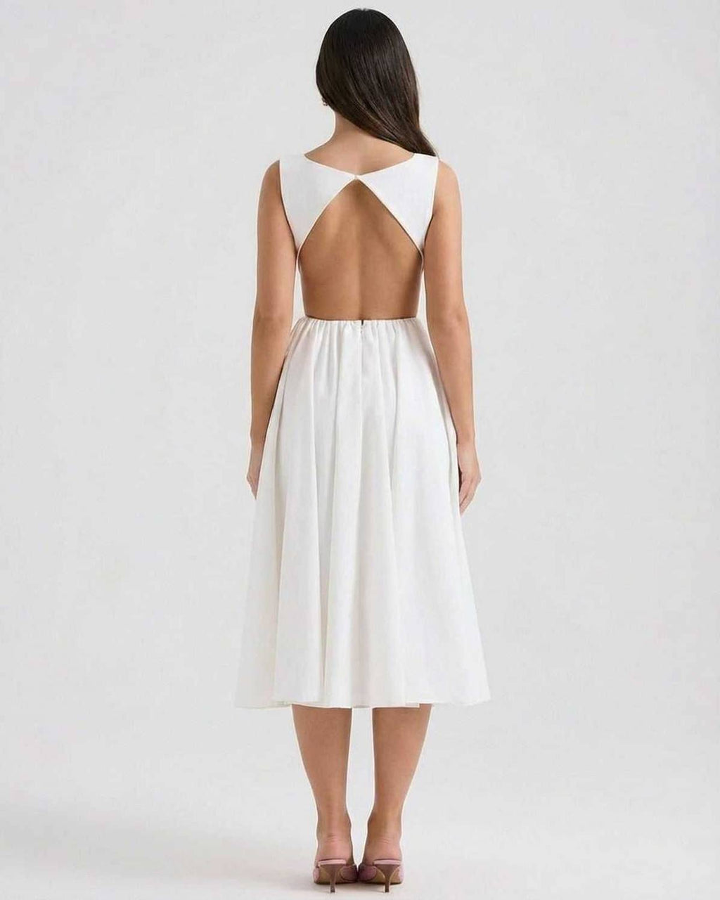 Boat Neck Sleeveless Midi Dress