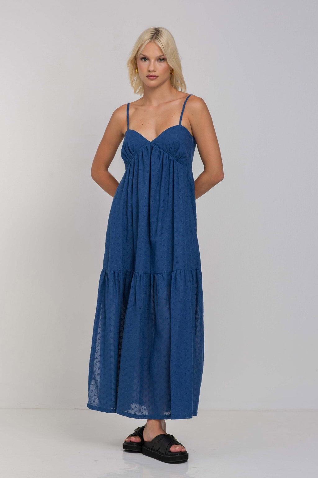 Spaghetti Strap Gathered Maxi Dress