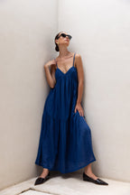 Spaghetti Strap Gathered Maxi Dress