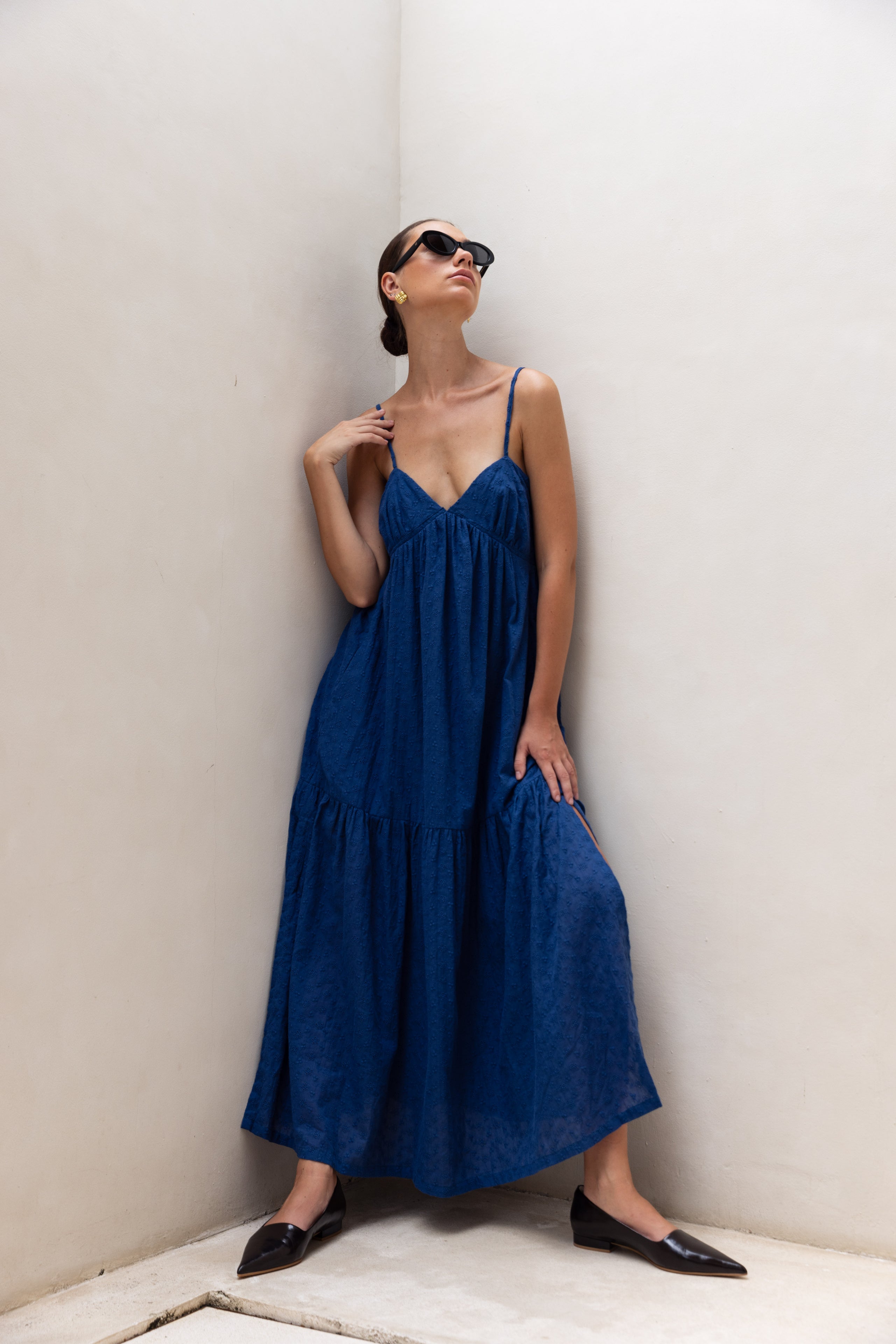 Spaghetti Strap Gathered Maxi Dress