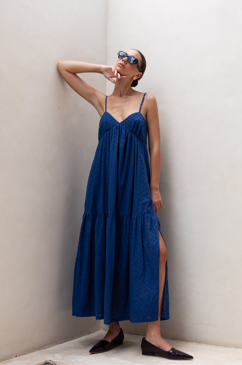 Spaghetti Strap Gathered Maxi Dress