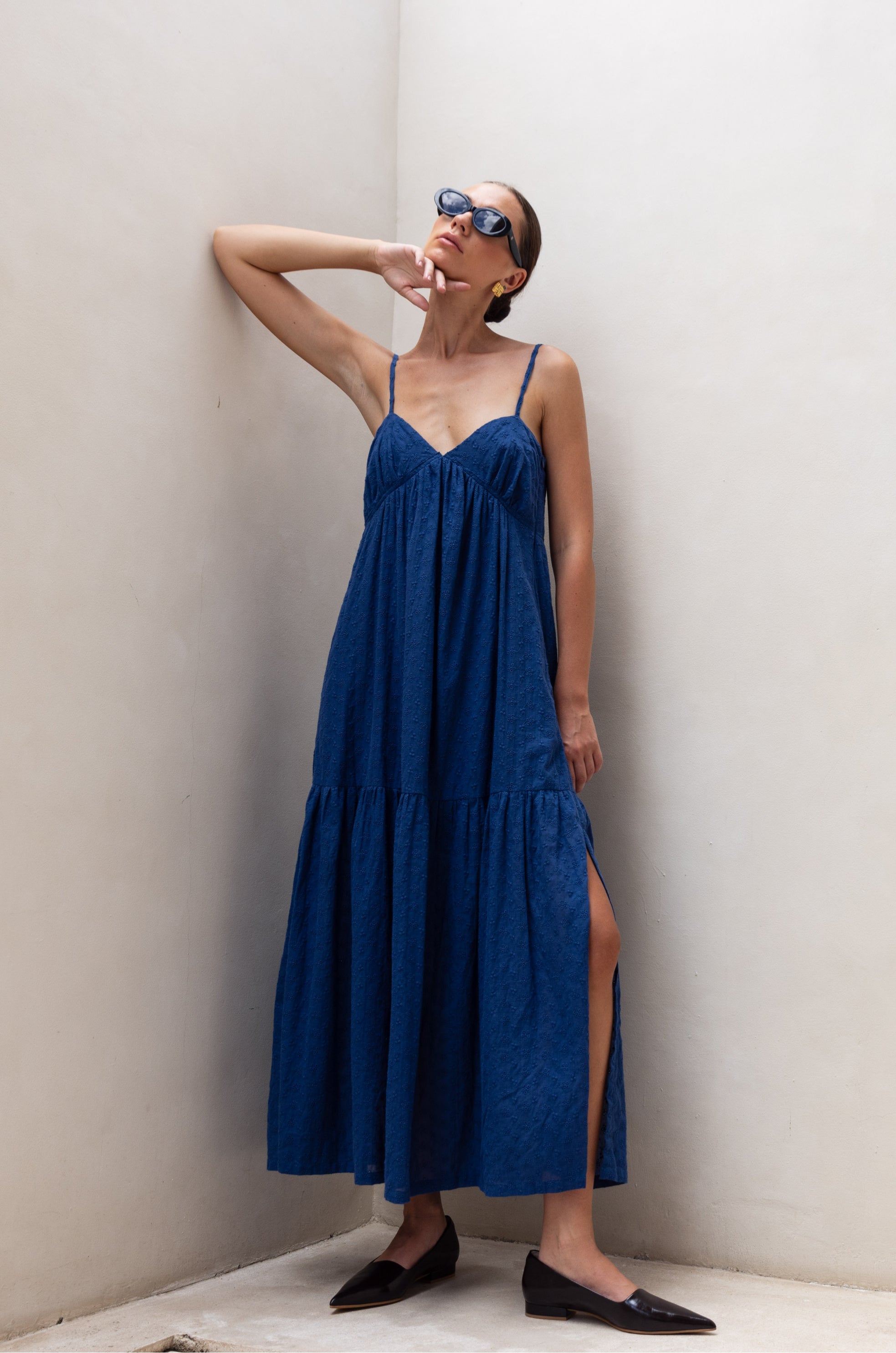 Spaghetti Strap Gathered Maxi Dress