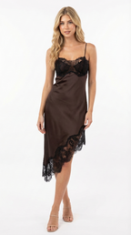Women's Lace Trim Asymmetrical Slip Dress