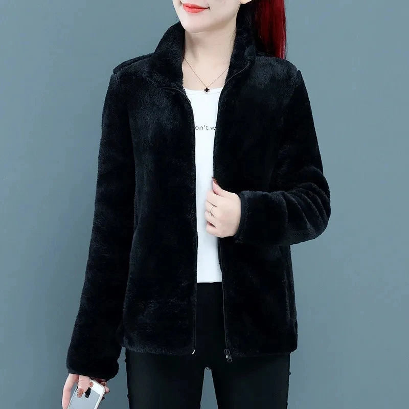 Women's Fleece Jacket – Full Zip Long Sleeve High Neck Winter Outerwear