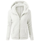 Women's Fleece Hooded Jacket – Full Zip Long Sleeve Winter Coat with Pockets