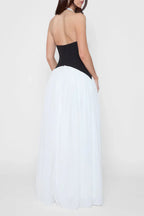 Women's Sleeveless Halter Maxi Dress with Plunge Neckline