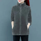 Women's Fleece Jacket – Full Zip Long Sleeve High Neck Winter Outerwear