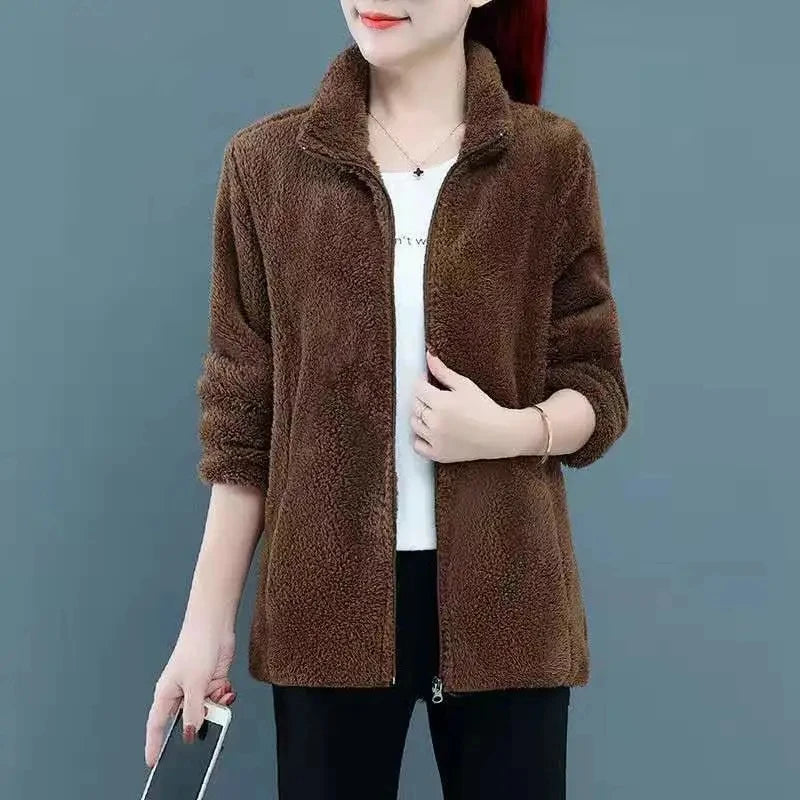 Women's Fleece Jacket – Full Zip Long Sleeve High Neck Winter Outerwear