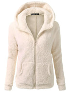 Women's Fleece Hooded Jacket – Full Zip Long Sleeve Winter Coat with Pockets
