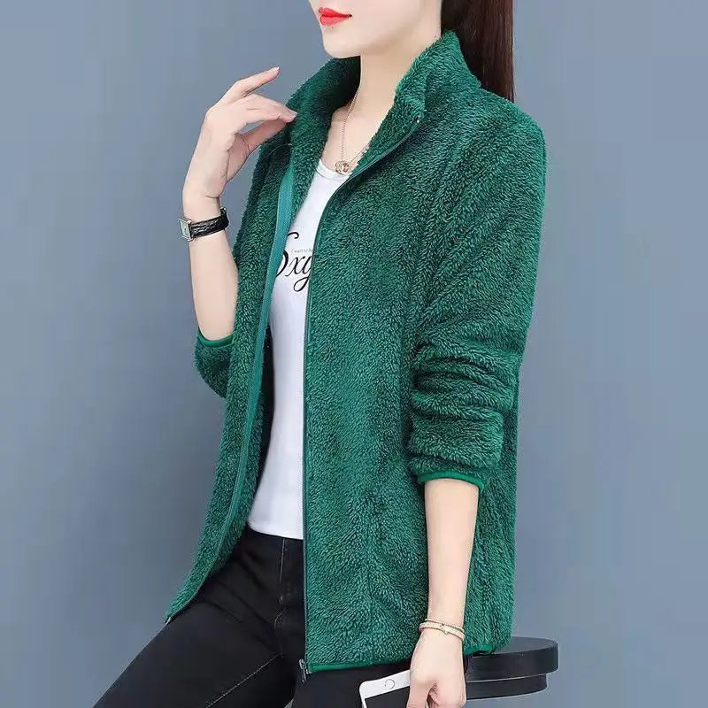 Women's Fleece Jacket – Full Zip Long Sleeve High Neck Winter Outerwear