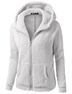 Women's Fleece Hooded Jacket – Full Zip Long Sleeve Winter Coat with Pockets