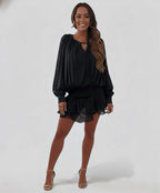 Long Sleeve Tiered Mini Dress