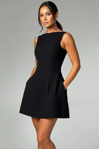 Crew Neck Fit And Flare Mini Dress