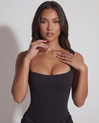 Women's Bodycon Maxi Dress with Wide Straps and Corset Back