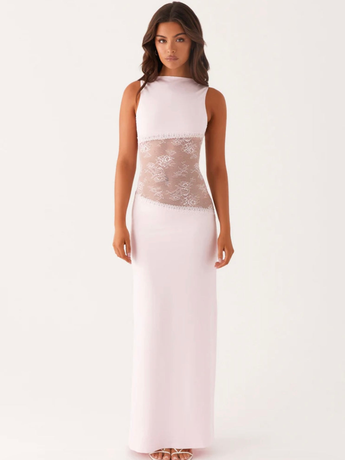 Women's Open Back Maxi Dress with Sleeveless Lace Design Main image