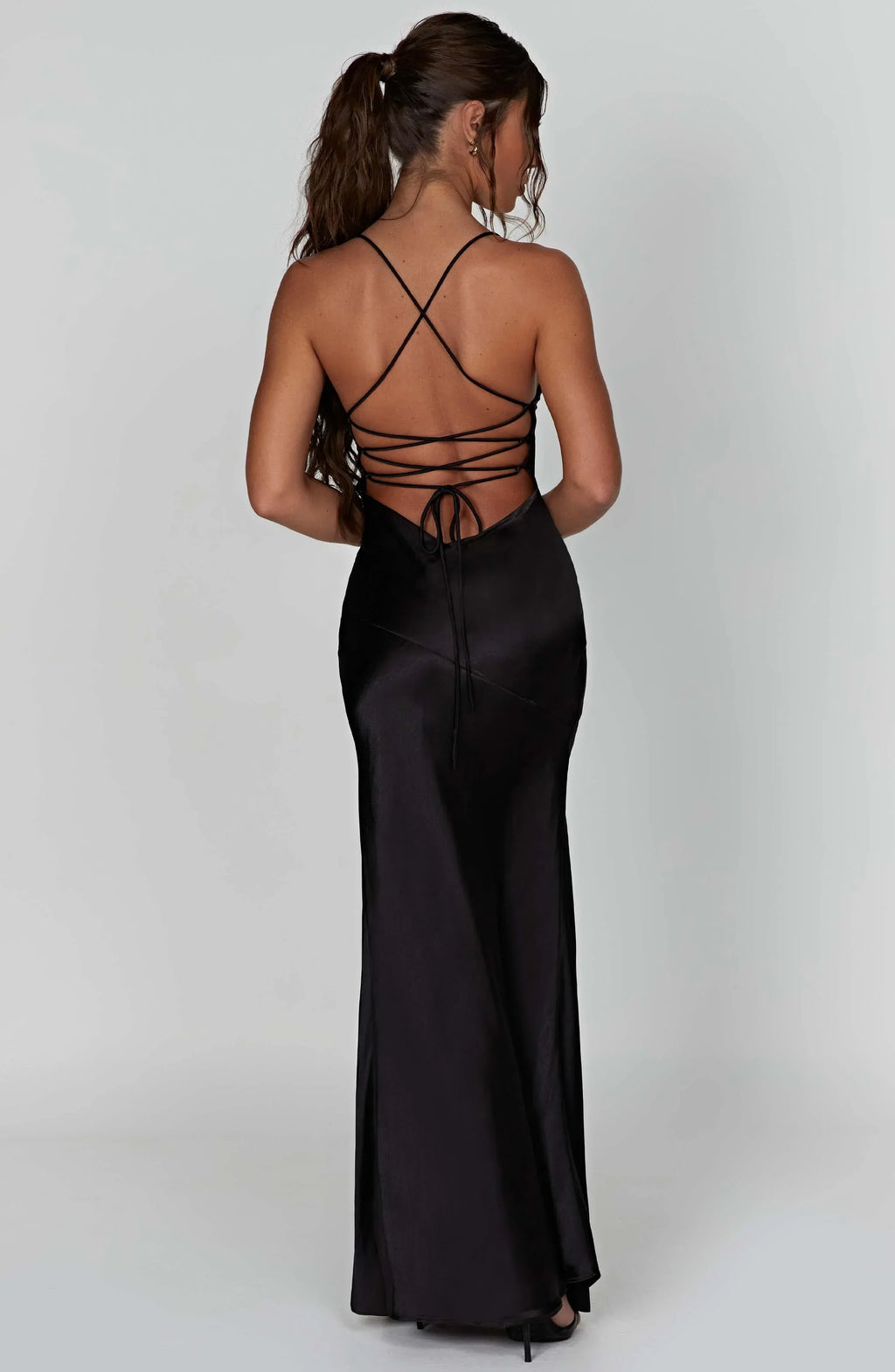 Women's Open Back Maxi Dress with Side Split and Cowl Neck