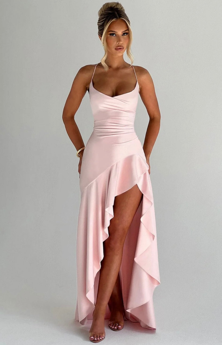 Sweetheart Neck High Slit Maxi Dress