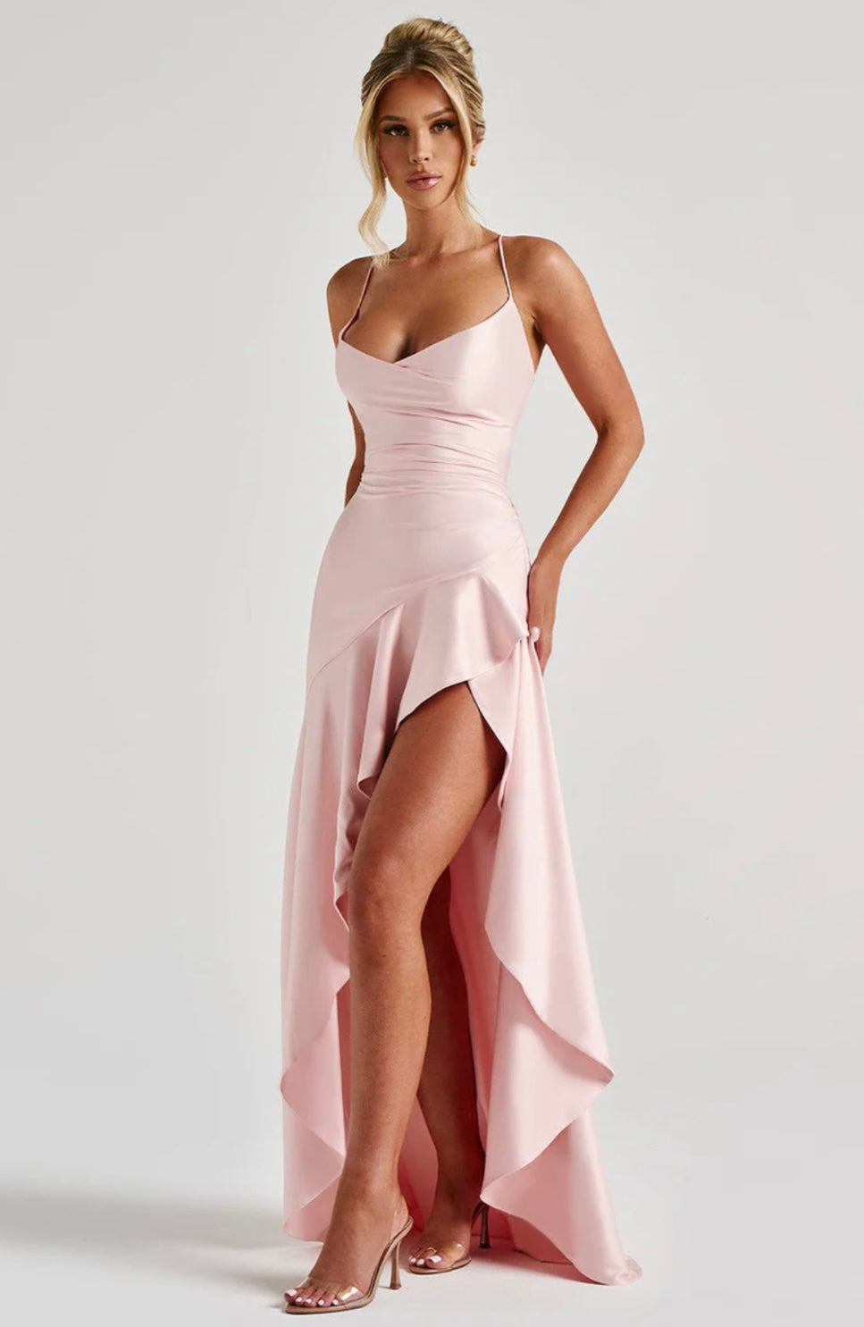 Sweetheart Neck High Slit Maxi Dress