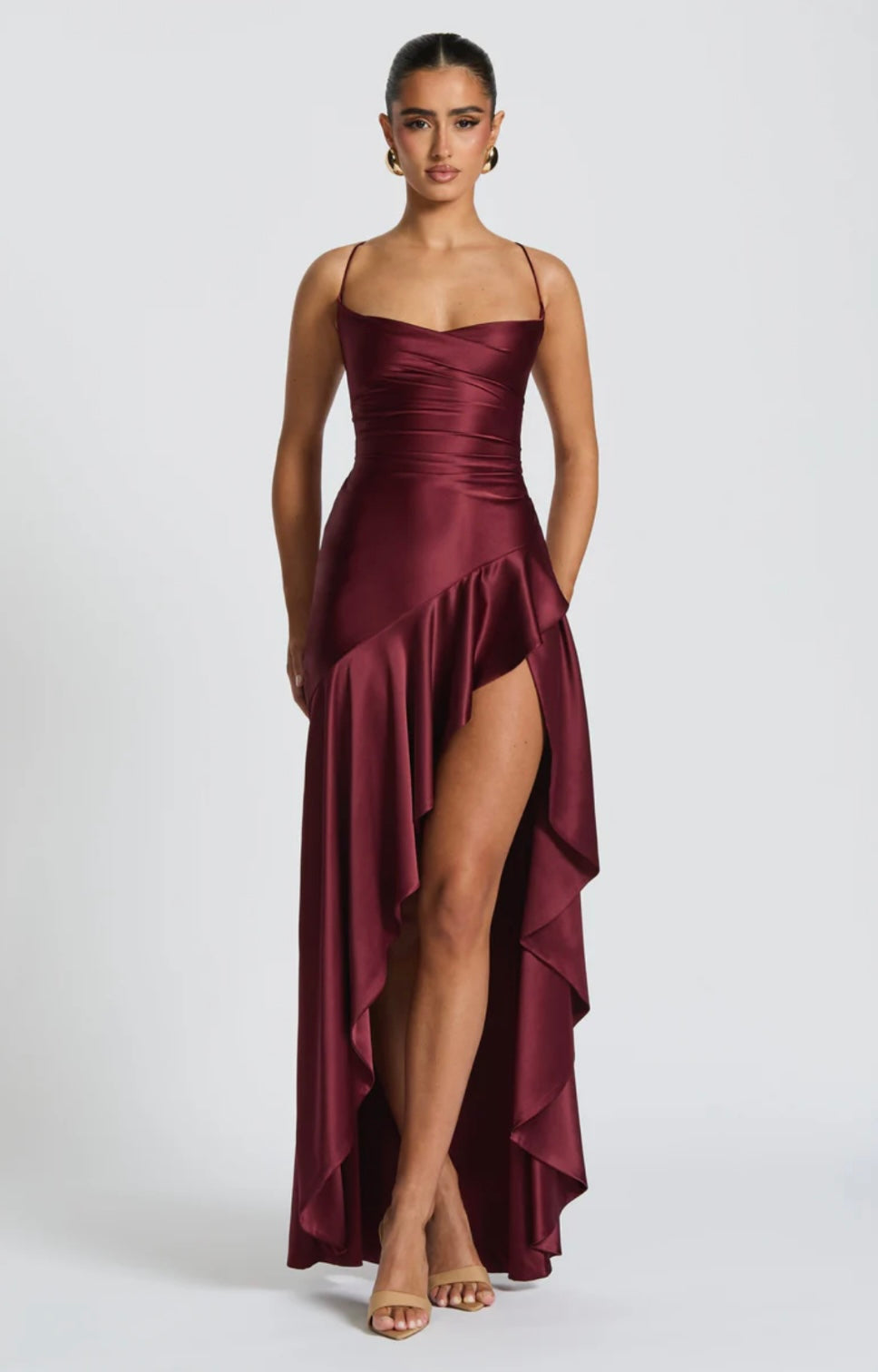 Sweetheart Neck High Slit Maxi Dress