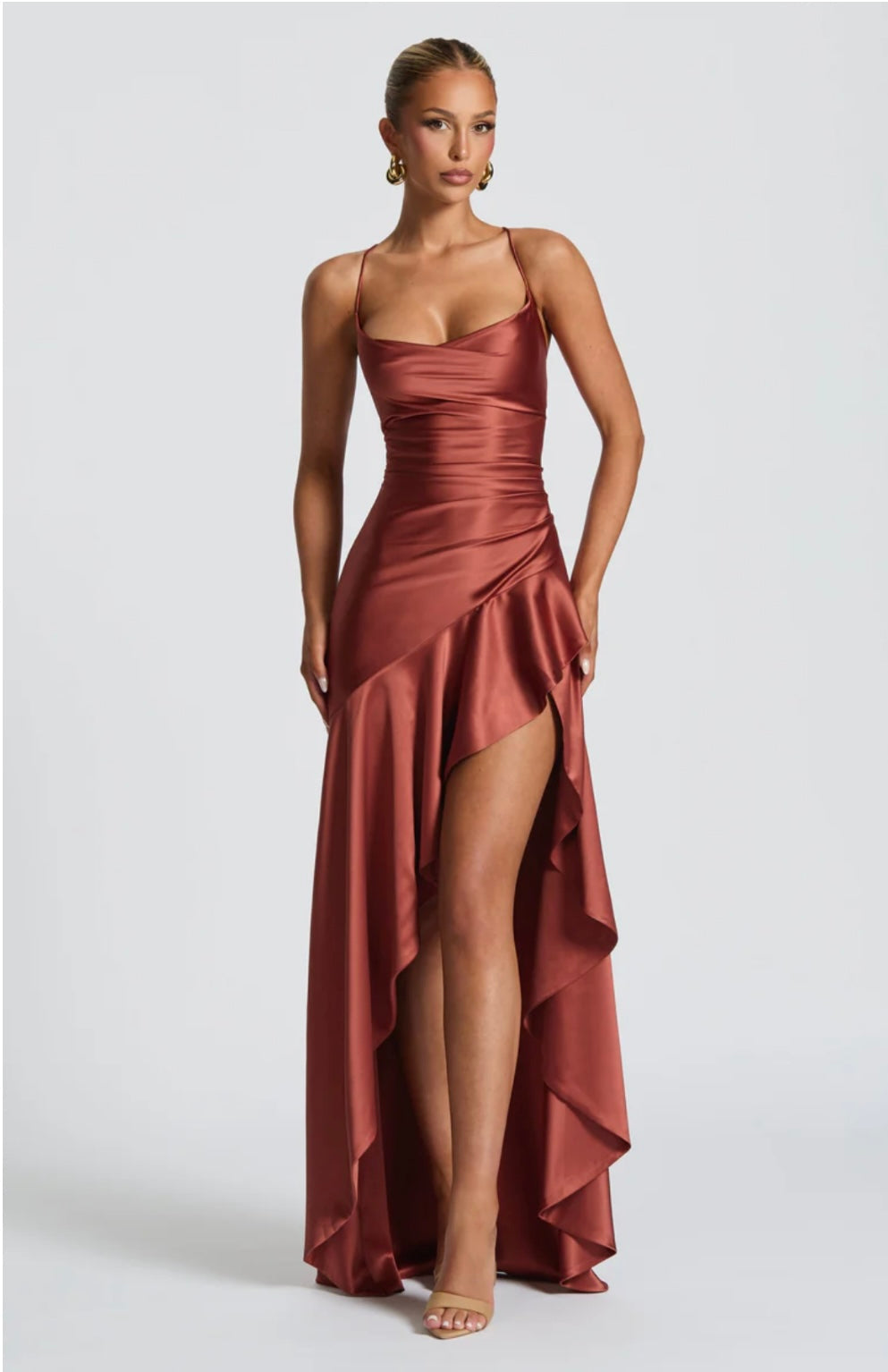 Sweetheart Neck High Slit Maxi Dress