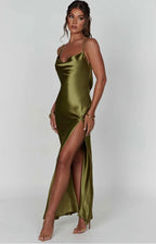Women's Cowl Neck Maxi Dress with High Side Split