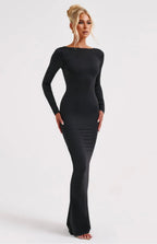 Fitted Open Back Bodycon Maxi Dress