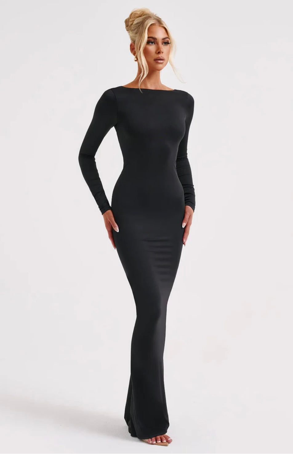 Fitted Open Back Bodycon Maxi Dress