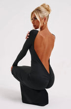Fitted Open Back Bodycon Maxi Dress