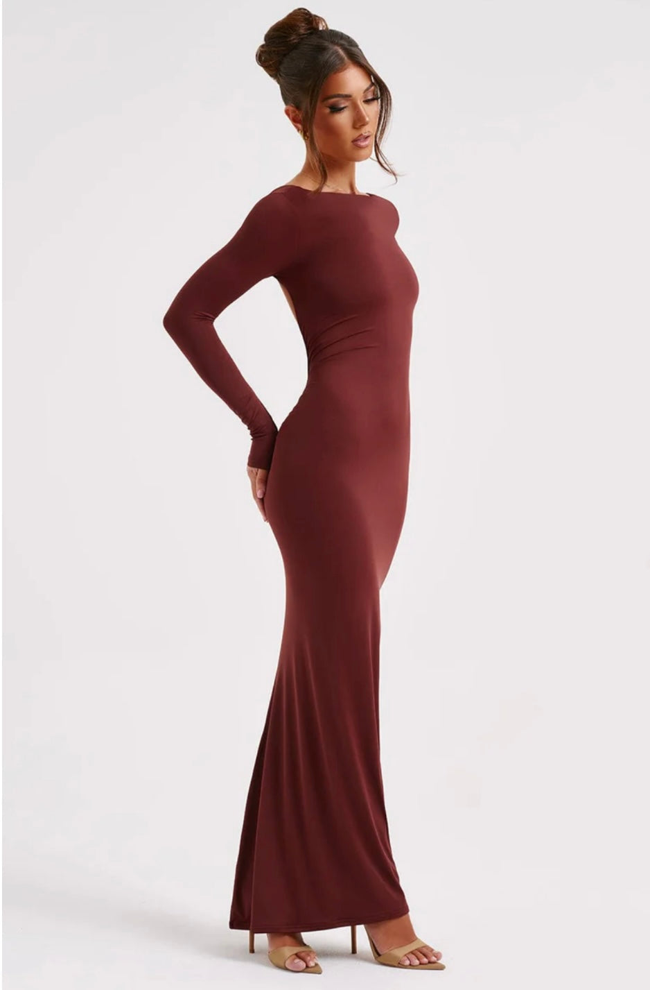 Fitted Open Back Bodycon Maxi Dress