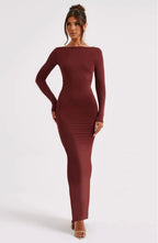 Fitted Open Back Bodycon Maxi Dress