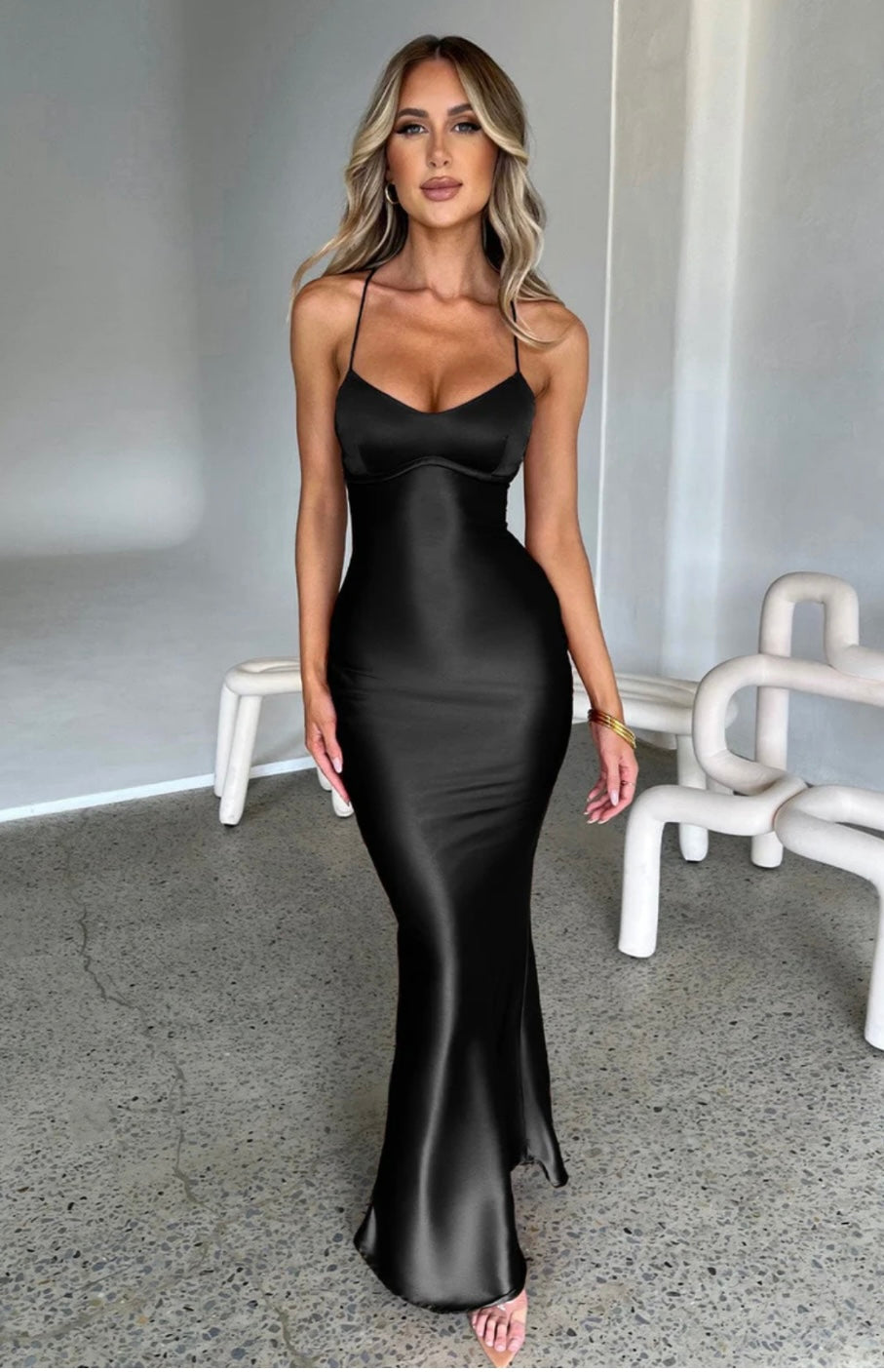 Cross Back Strappy Maxi Dress