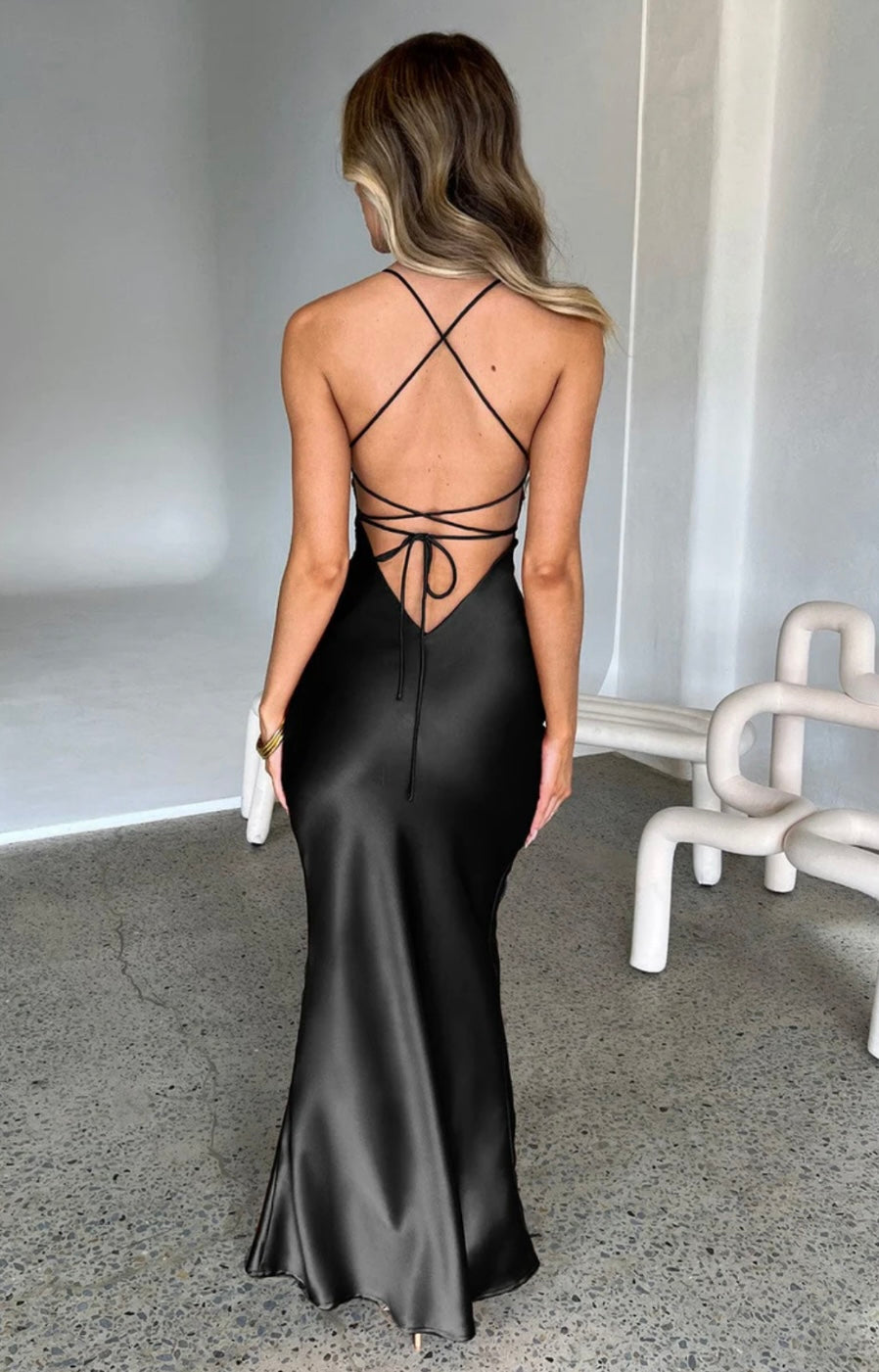 Cross Back Strappy Maxi Dress