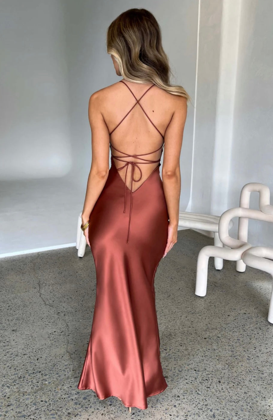 Cross Back Strappy Maxi Dress